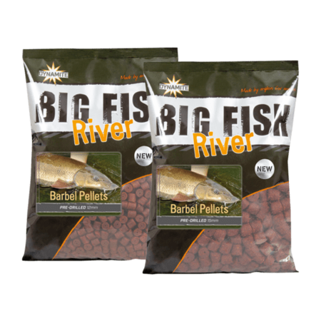 Picture of Dynamite Baits Big Fish River Barbel Pellets Pre-Drilled 1.8kg